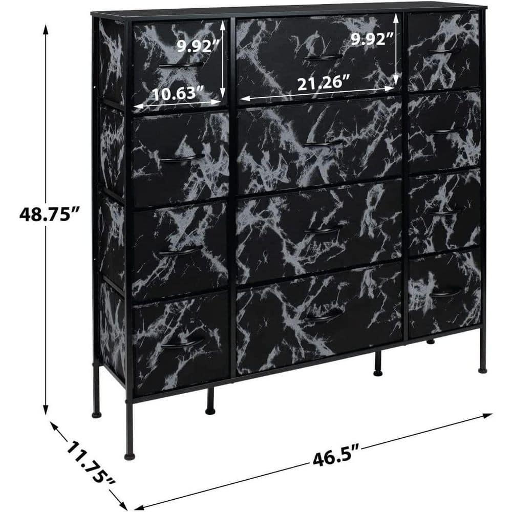 Sorbus 12 Drawers Dresser with Steel Frame and Wood Top