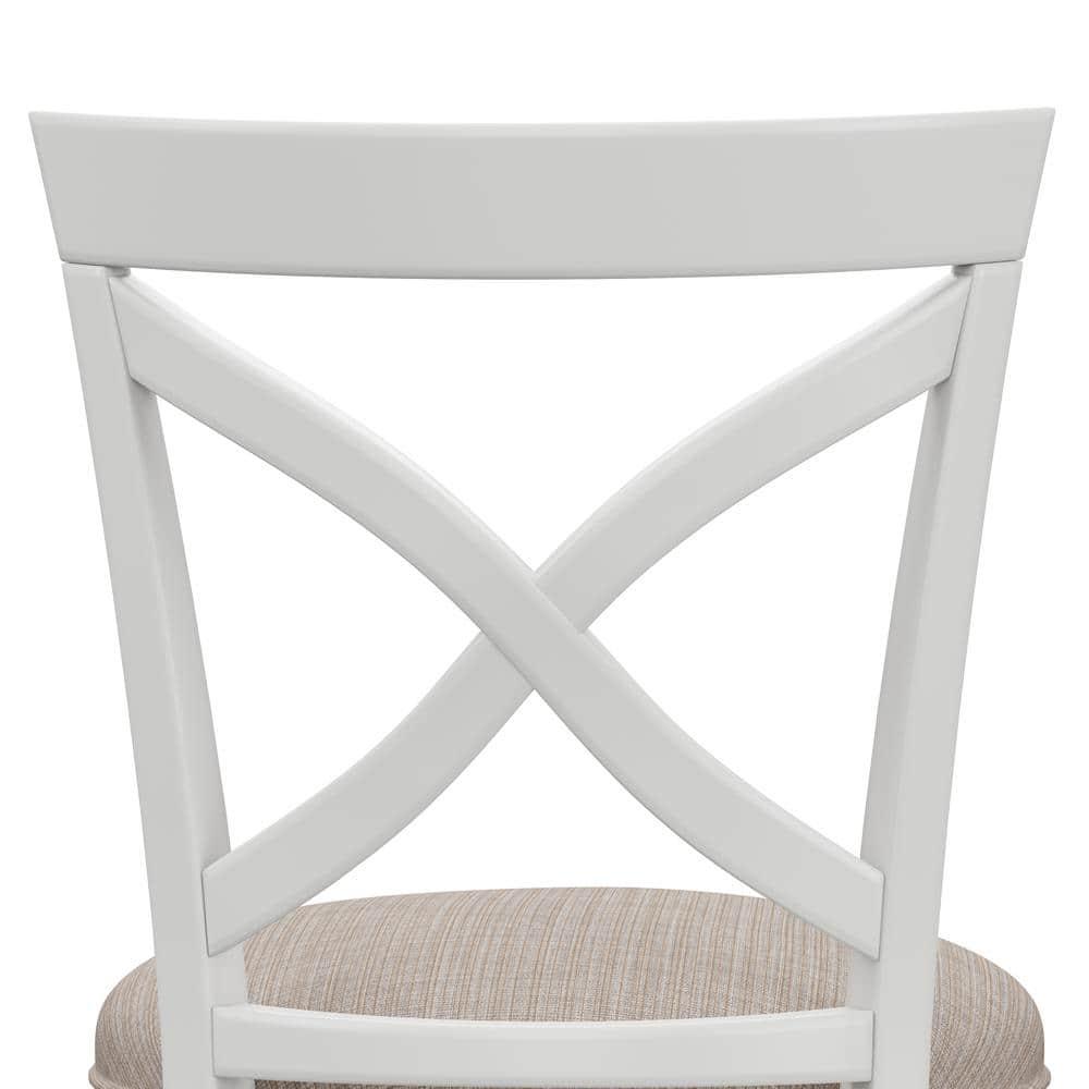 Hillsdale Furniture 25" Ellendale Wood Counter Height Barstool White: Nautical Style, Matte Finish, Polyester Upholstery