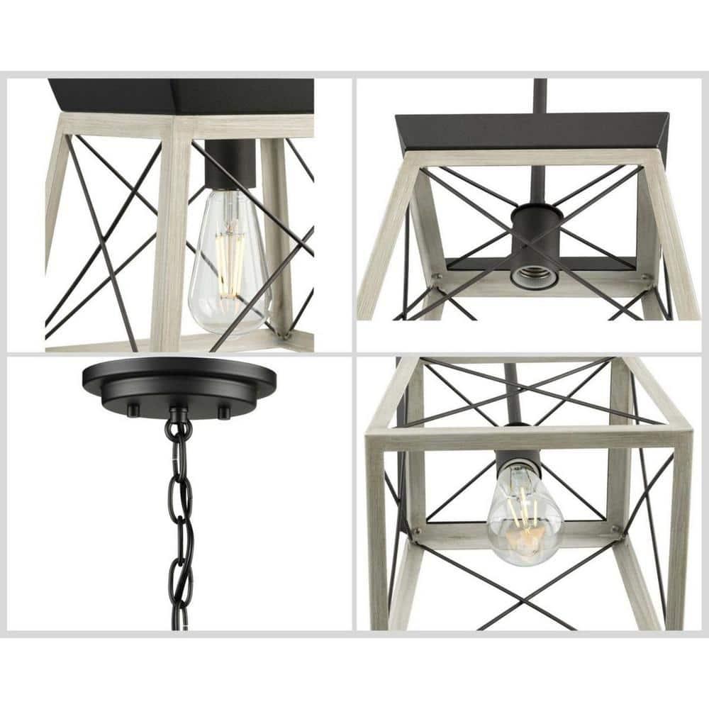 Progress Lighting Briarwood 1-Light Mini-Pendant, Steel, Graphite Finish, Faux-Painted Wood Enclosure