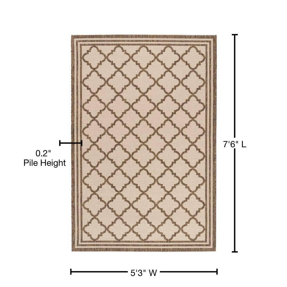 Beach House BHS121 Power Loomed Indoor/Outdoor Area Rug - Cream/Beige - 5'3"x7'6" - Safavieh