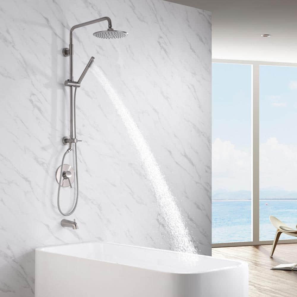 sumerain Brushed Nickel Retrofit Shower Systems with 9 Inch Rain Shower Head