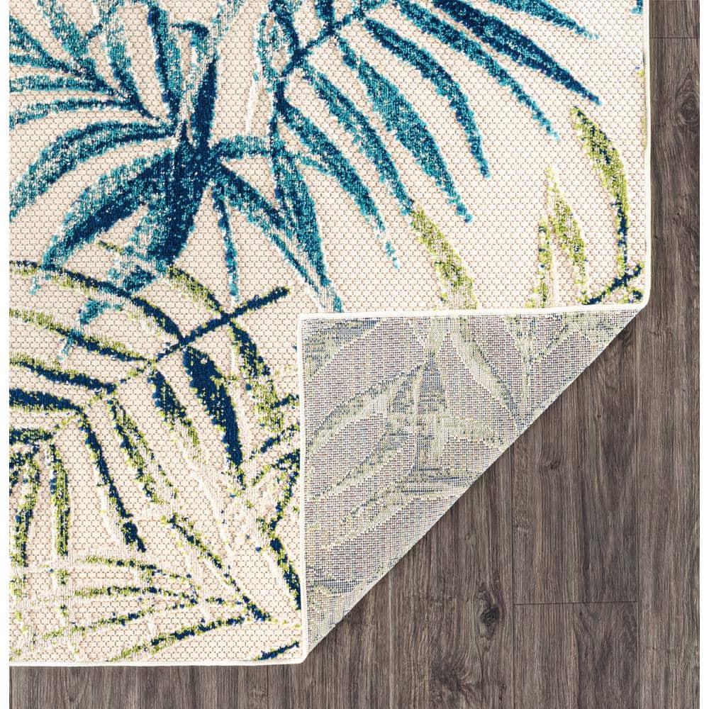 World Rug Gallery Bahama Palm Frond Floral Indoor/Outdoor Area Rug - Multi 5' x 7'