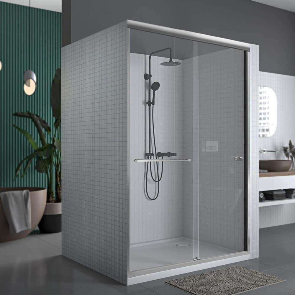 44" - 48" W 70" H Double Sliding Semi-Frameless Shower Door