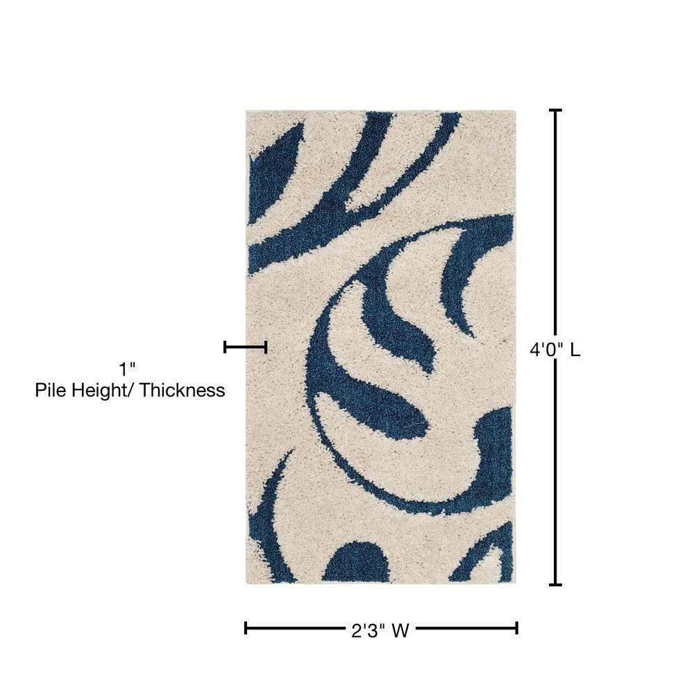 Florida Shag SG468 Power Loomed Indoor Accent Rug - Cream/Blue - 2'3"x4' - Safavieh.