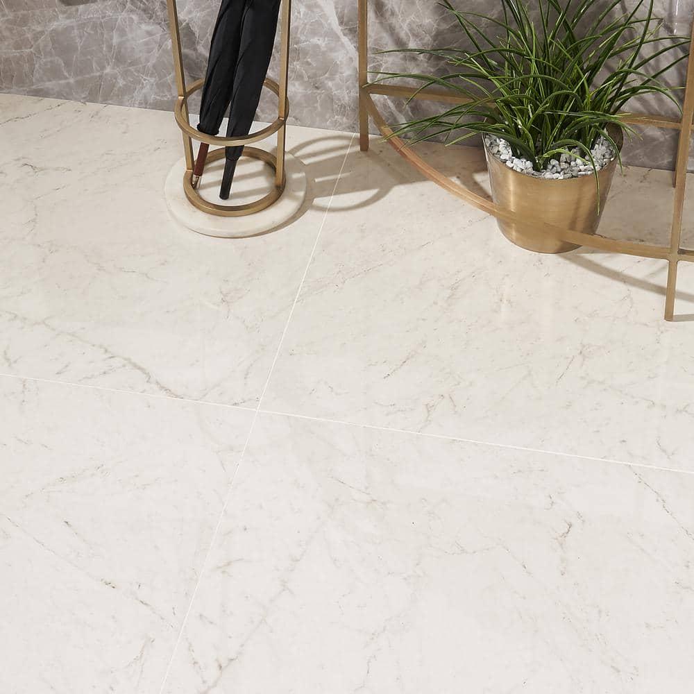 24" x 24" Polished Marble Look Porcelain Floor and Wall Tile (15.5 Sq. Ft. / Case)