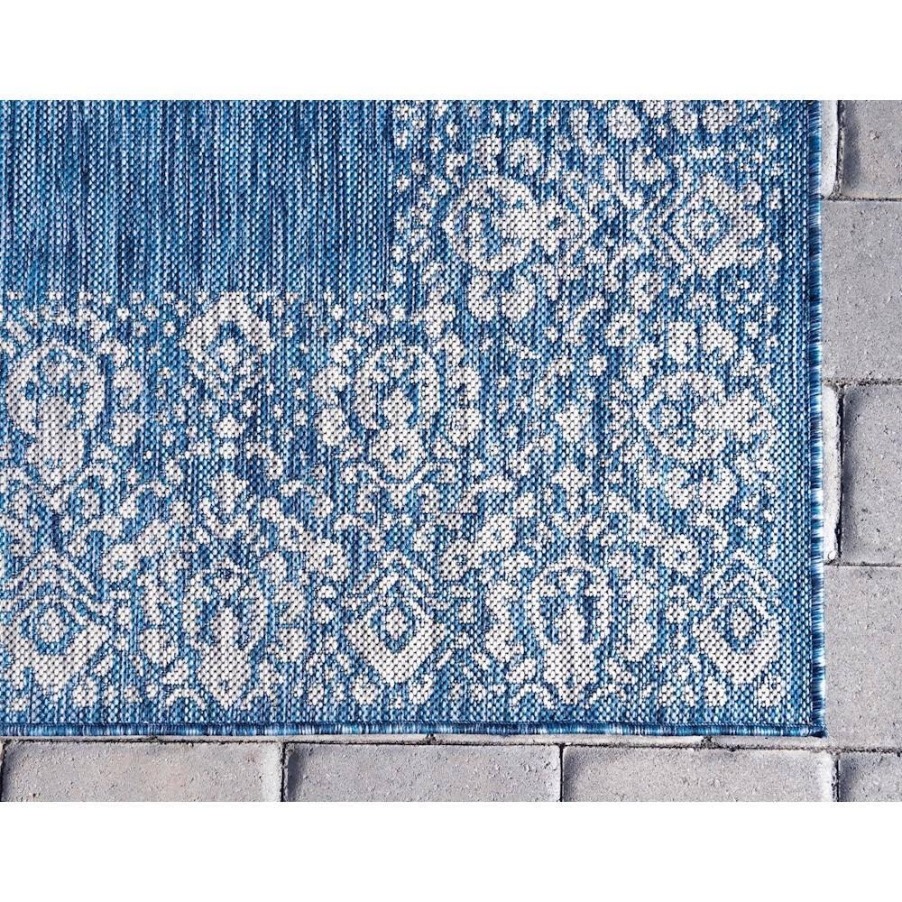Unique Loom Outdoor Border Collection Area Rug - Floral Border (5' 1" x 8' Rectangle Blue/Ivory)