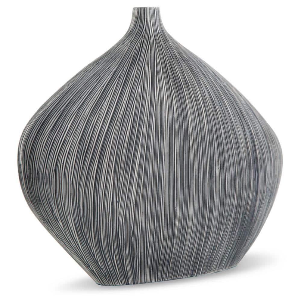Benjara Crew Decorative Vase, Asymmetrical Design, Black Polyresin Frame, 16 Inch