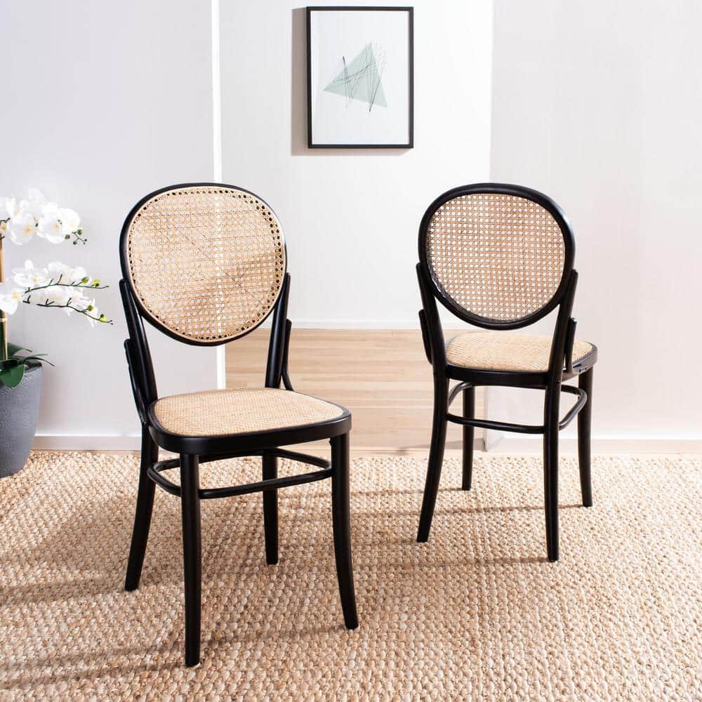 Sonia Cane Dining Chair (Set of 2) - DCH9504 - Black/Natural - Safavieh
