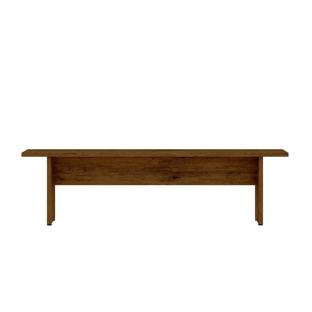 67.91" Nomad Dining Bench Natural - Manhattan Comfort: Rustic Farmhouse Style, Seats 2