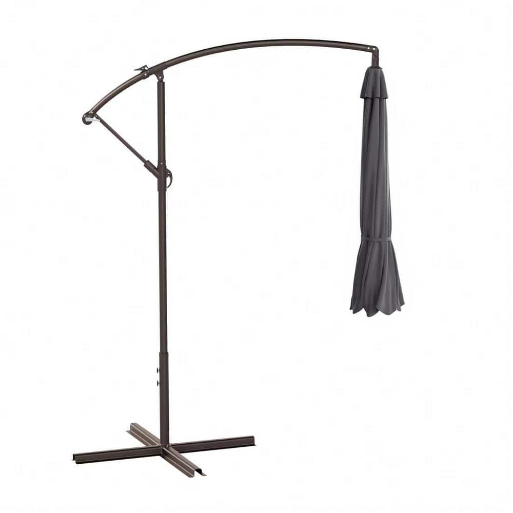 Polytrends Weller 10-foot Offset Cantilever Hanging Patio Umbrella Gray
