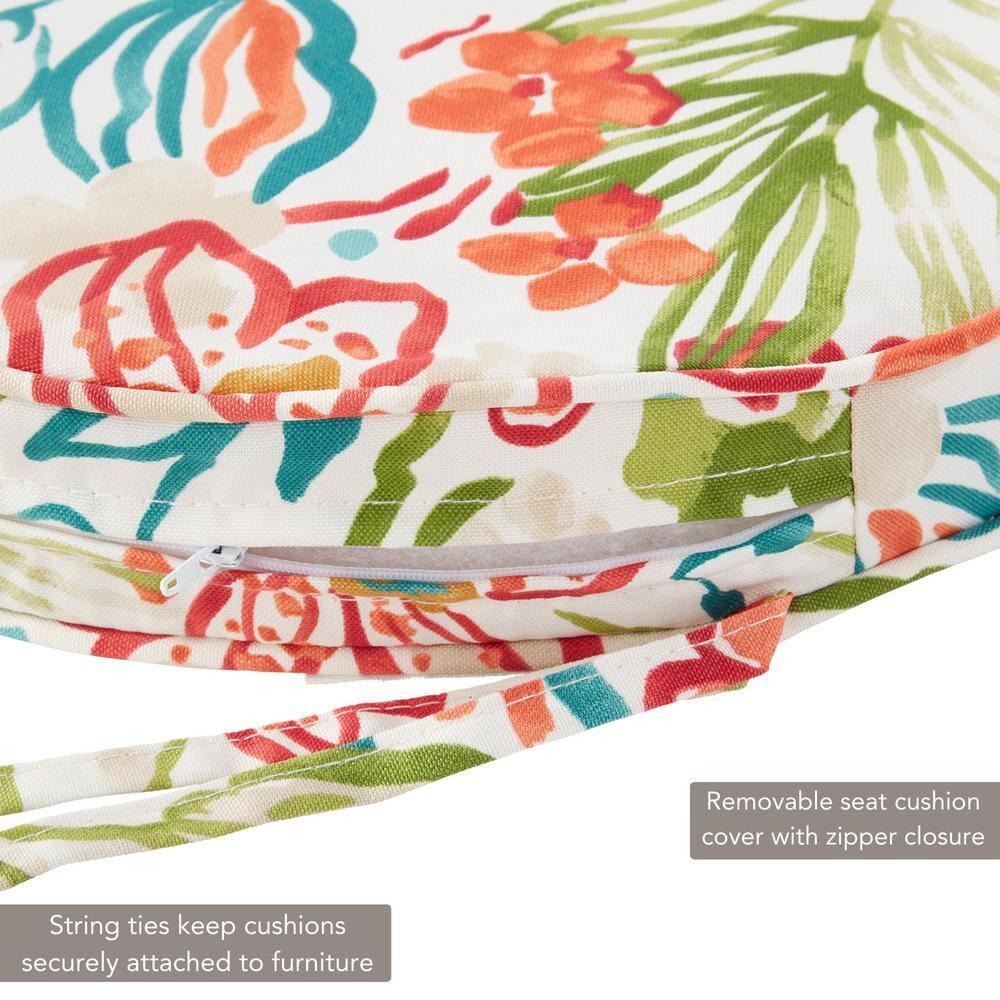 Greendale Home Fashions 18" x 18" Breeze Floral Round Outdoor Chair Pad (Set of 2)