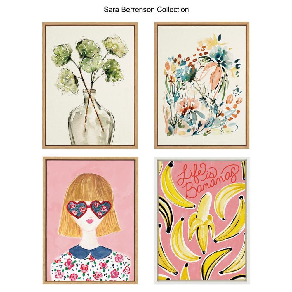 18" x 24" Sylvie Greenery Vase Framed Canvas by Sara Berrenson Natural - Kate & Laurel All Things Decor