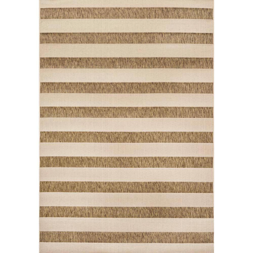 8'x10' Aveiro Wide Stripe Indoor/Outdoor Area Rug, Beige/Brown - JONATHAN Y