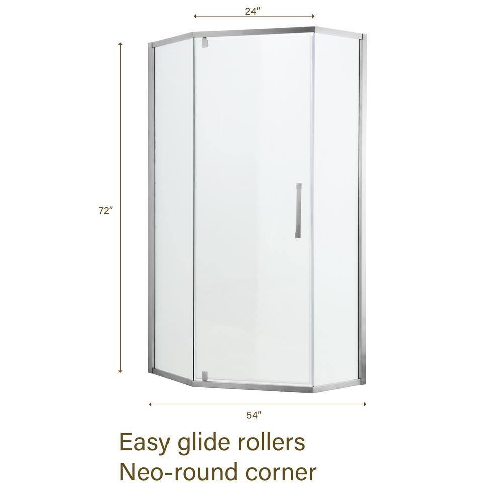 REDmintss Shower Door 34-1/8" X 72" Semi-Frameless Neo-Angle Hinged Shower Enclosure AGLBX06527A