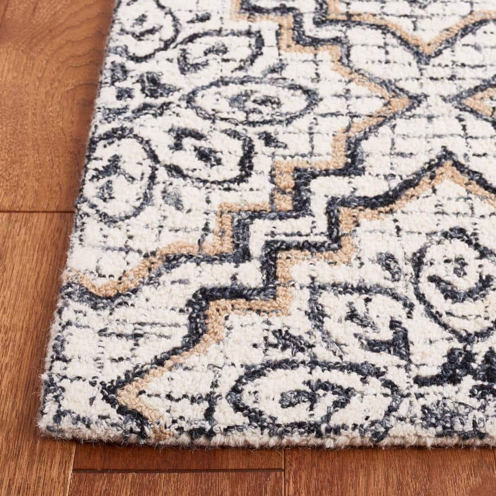 SAFAVIEH Abstract Drew Abstract Wool Area Rug, Ivory/Navy, 8' x 10'