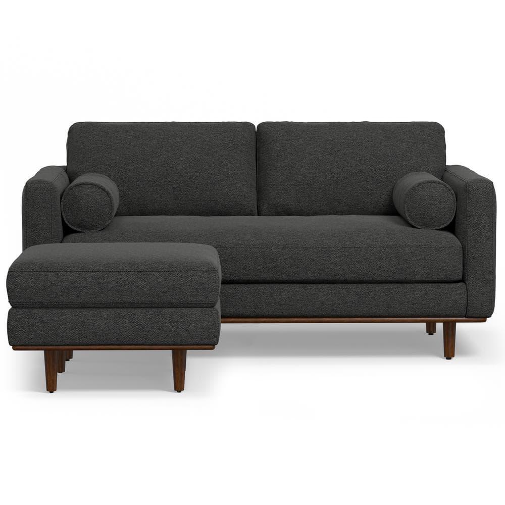 Simpli Home Morrison  Sofa and Ottoman Set in Woven-Blend Fabric