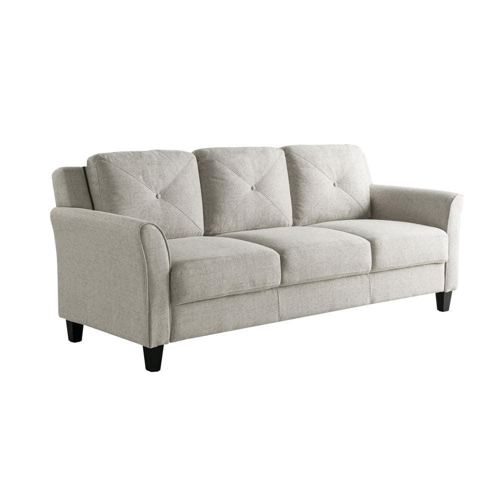 Lifestyle Solutions Taryn Traditional Sofa with Curved Arms, Beige Fabric Upholstery
