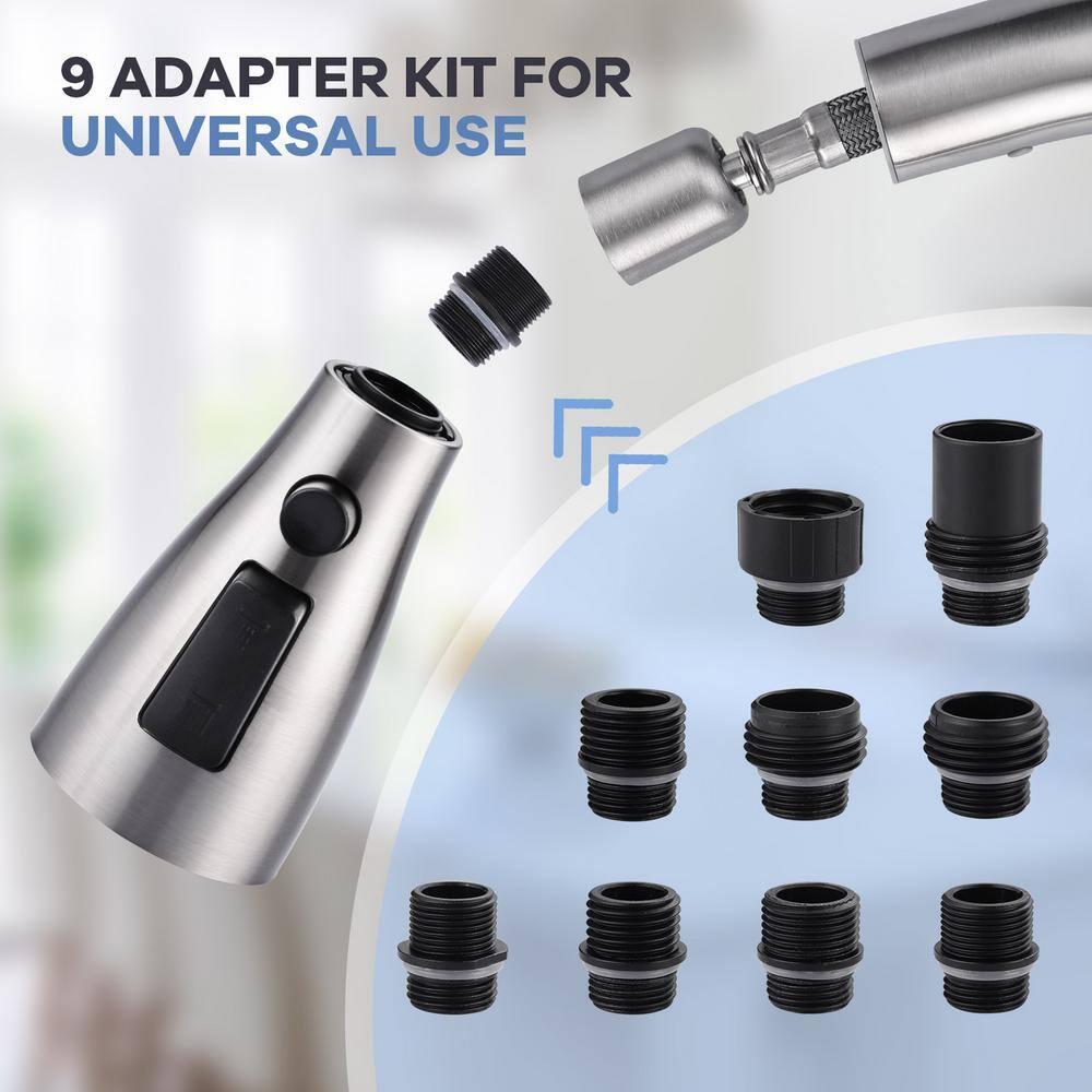 WOWOW 3-Function Sprayer Pull Down Kitchen Faucet Spray Head Replacement With 9-Adapter Kit
