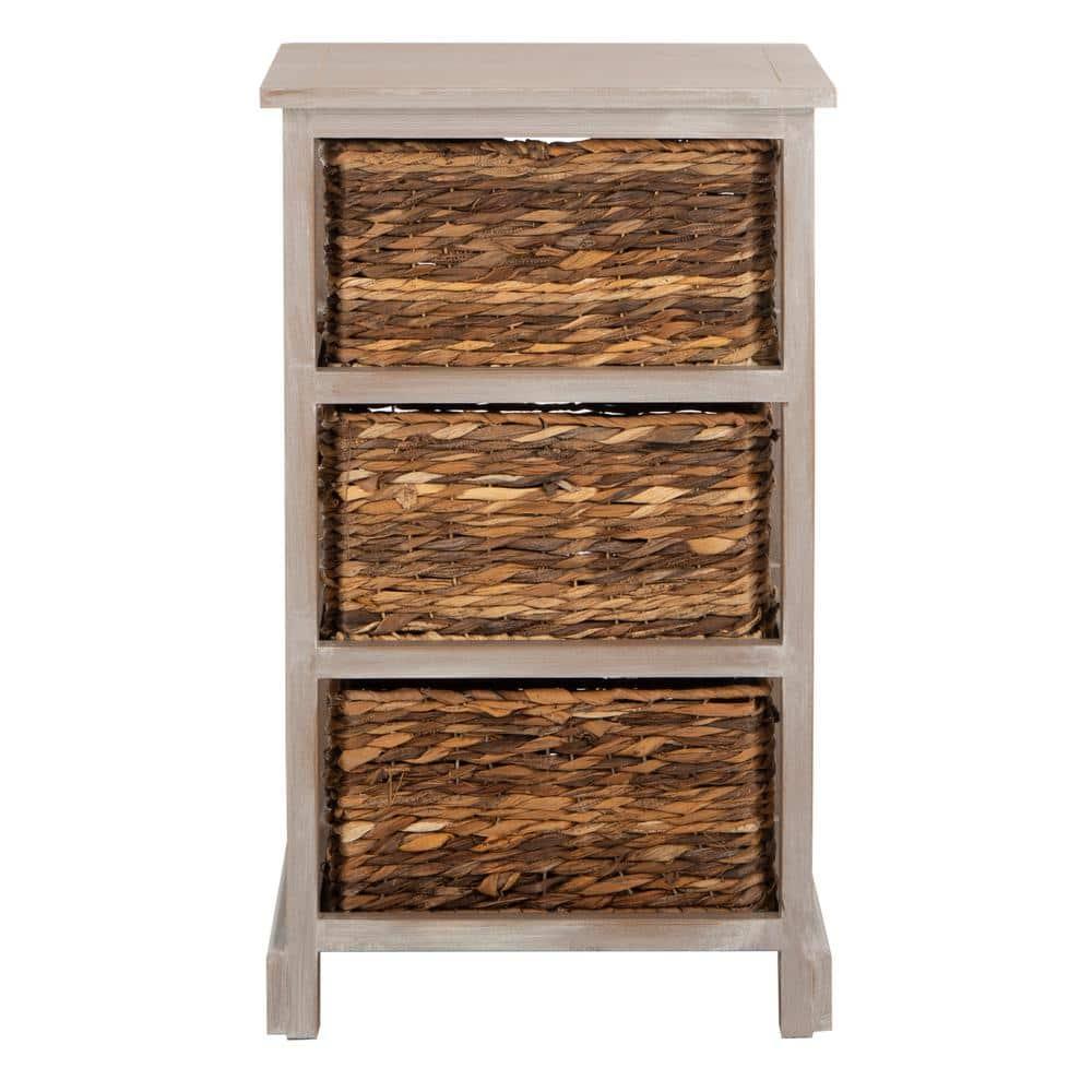 Halle Storage Side Table - AMH5738 - White Wash - Safavieh Couture