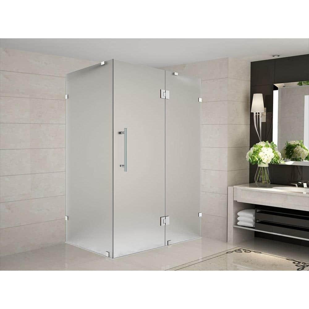 Avalux 42 in. W x 34 in. D x 72 in. H Frameless Shower Enclosure, Frosted Glass