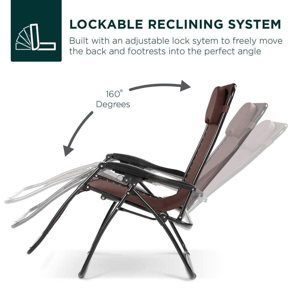 Best Choice Products Oversized Zero Gravity Chair, Folding Outdoor Patio Recliner w/ Cup Holder - Brown