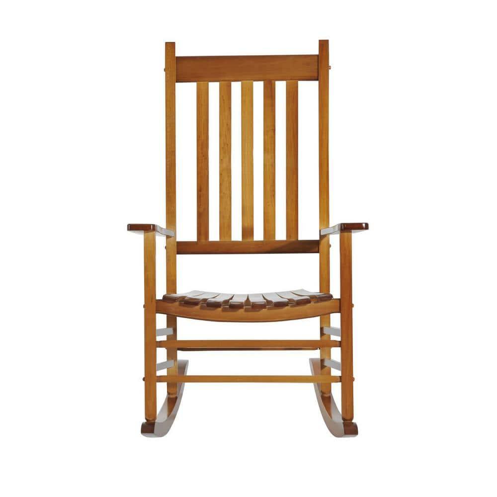 Outsunny Outdoor Rocking Chair, Wooden Rustic High Back All Weather Rocker, Slatted for Indoor, Backyard & Patio, Natural