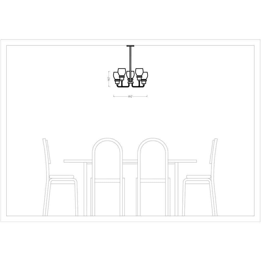 Belton 5-Light Bronze Transitional Industrial Hanging Chandelier with Clear Seeded Glass Shades