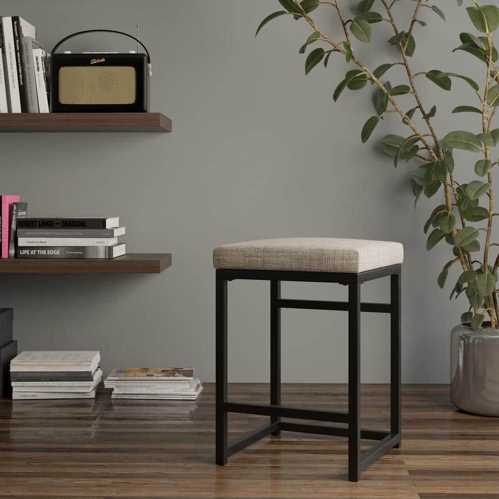 24" Open Back Metal Counter Height Barstool Dark Gray - HomePop: Kitchen Island Seating