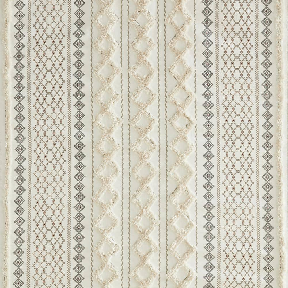 INK+IVY Imani 100% Cotton Printed Shower Curtain with Chenille