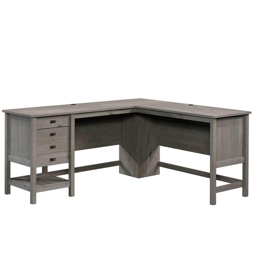 Cottage Road L-Shaped Desk Mystic Oak - Sauder: Home Office Furniture with Open Shelf & Grommets