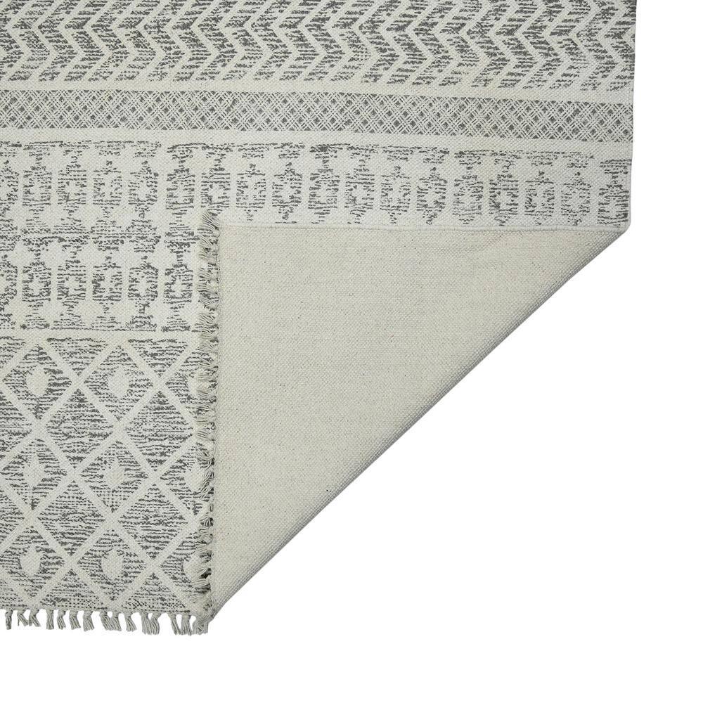 Gray Geometric Handmade Cotton Rectangular Rug 2' x 3'