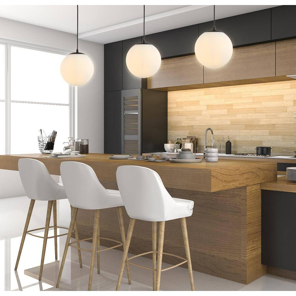 Bleecker 7.75" Metal/Glass Globe LED Pendant, White/Oil Rubbed Bronze
