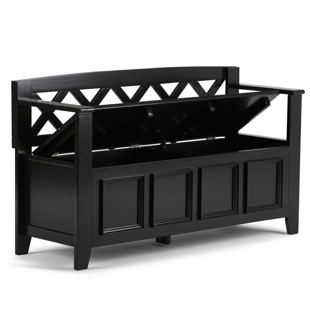 Simpli Home Amherst 48"W Solid Wood Entryway Storage Bench with Lift-Top Lid and Dual Compartments