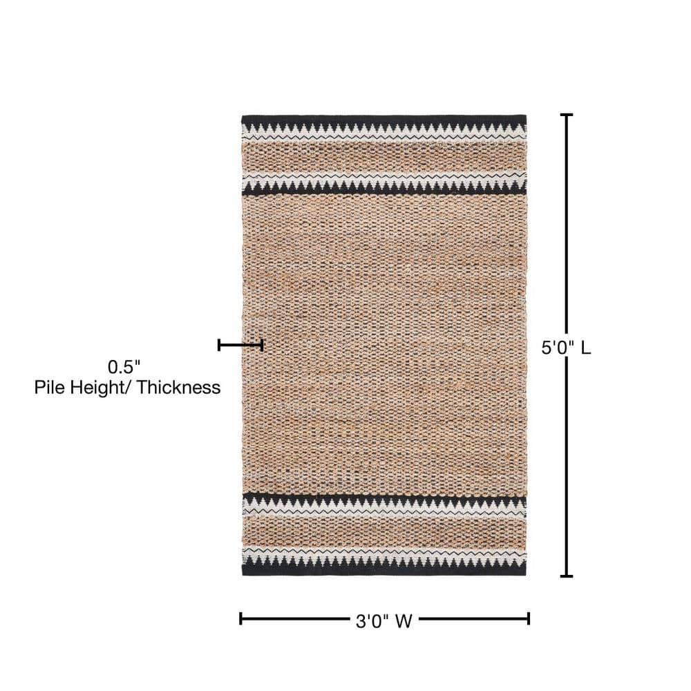 Natural Fiber NF874 Hand Woven Indoor Accent Rug - Natural/Black - 3'x5' - Safavieh