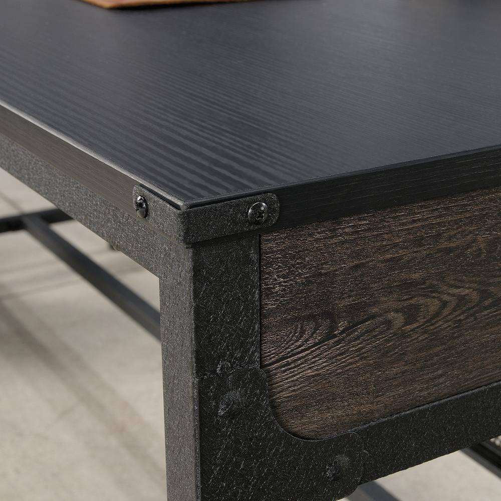 Sauder Foundry Road Engineered Wood/Metal 72x30 Table Desk in Carbon Oak