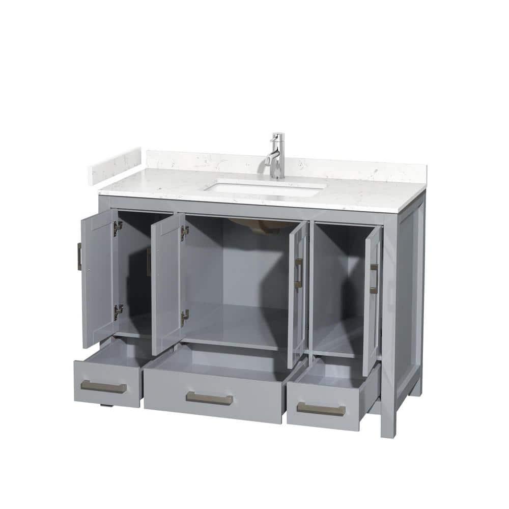 Wyndham Collection Sheffield 48" Freestanding Single Bathroom Vanity with Cultured Marble Top