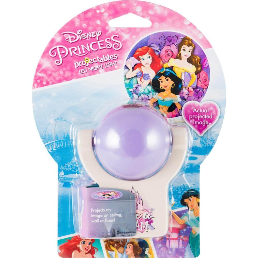 Projectables Disney Princess LED Night Light Plug-in, Dusk-to-Dawn, Ariel, Belle, and Jasmine on Ceiling, Floor, or Wall, Ideal for Girls Room, Nursery, Playroom, Bathroom, Bedroom, 13230, 1-Image