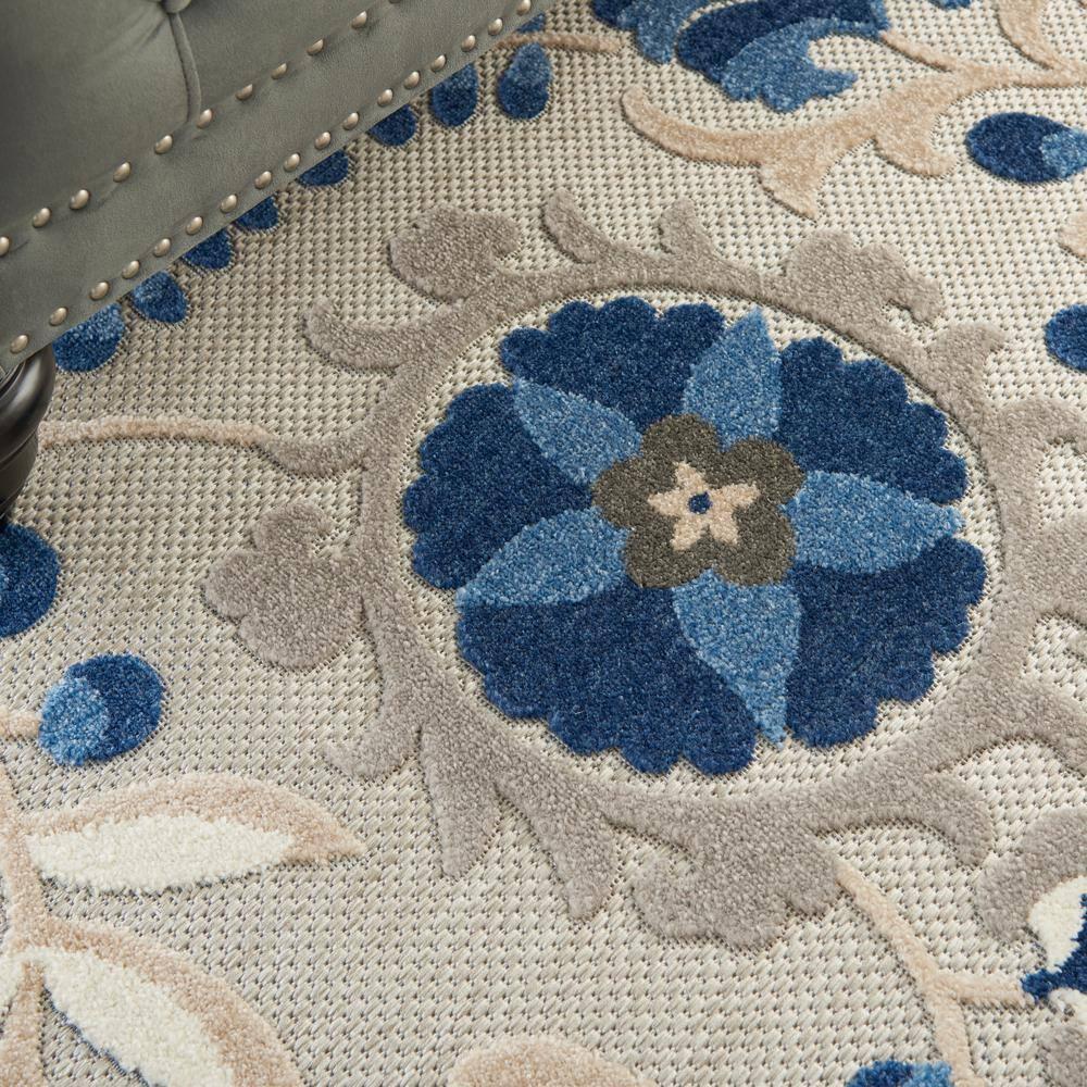 Nourison Aloha Floral Textured Flatweave High-Low Indoor Outdoor Area Rug Natural/Blue 3'6" x 5'6"