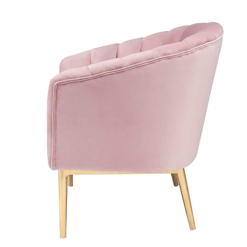 31" Colla Accent Chair Blush Pink Velvet/Gold Finish - Acme Furniture: Tufted, Leather Upholstery, Wood Frame