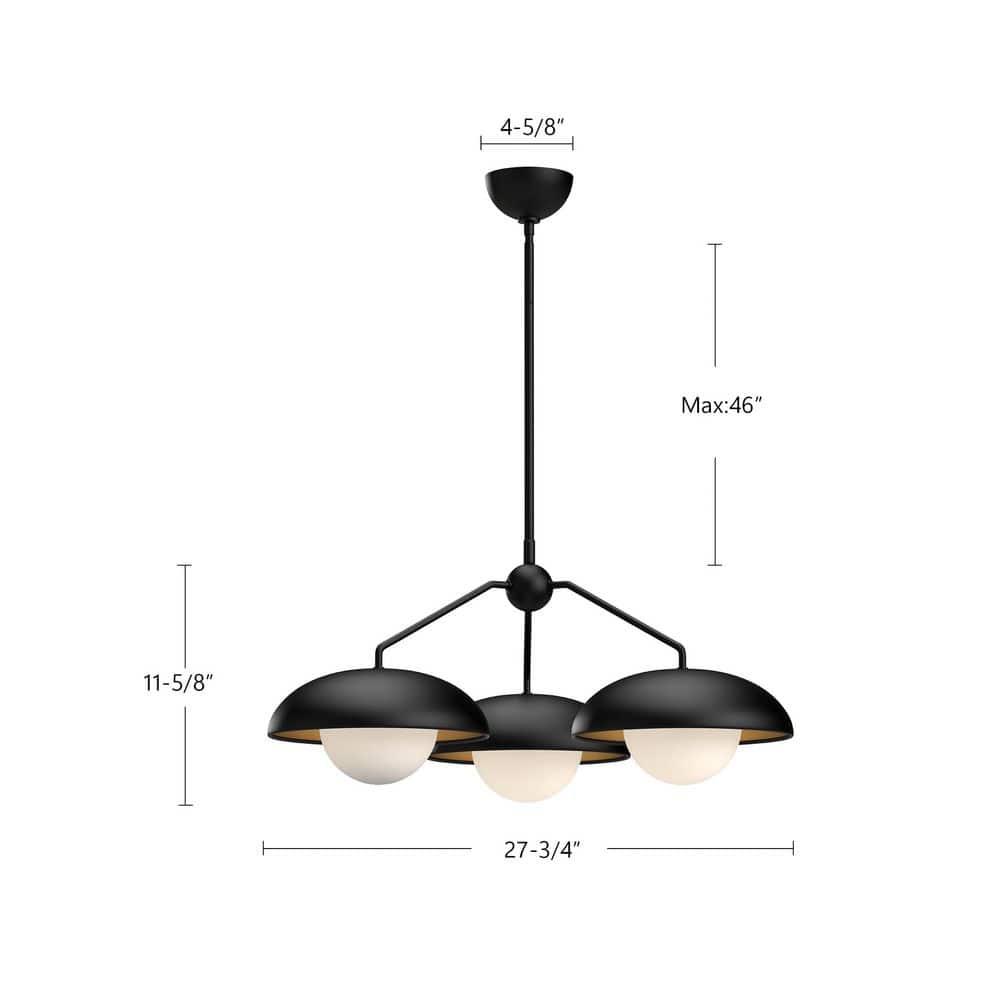 Alessia 3 Light Metal Sphere Chandelier