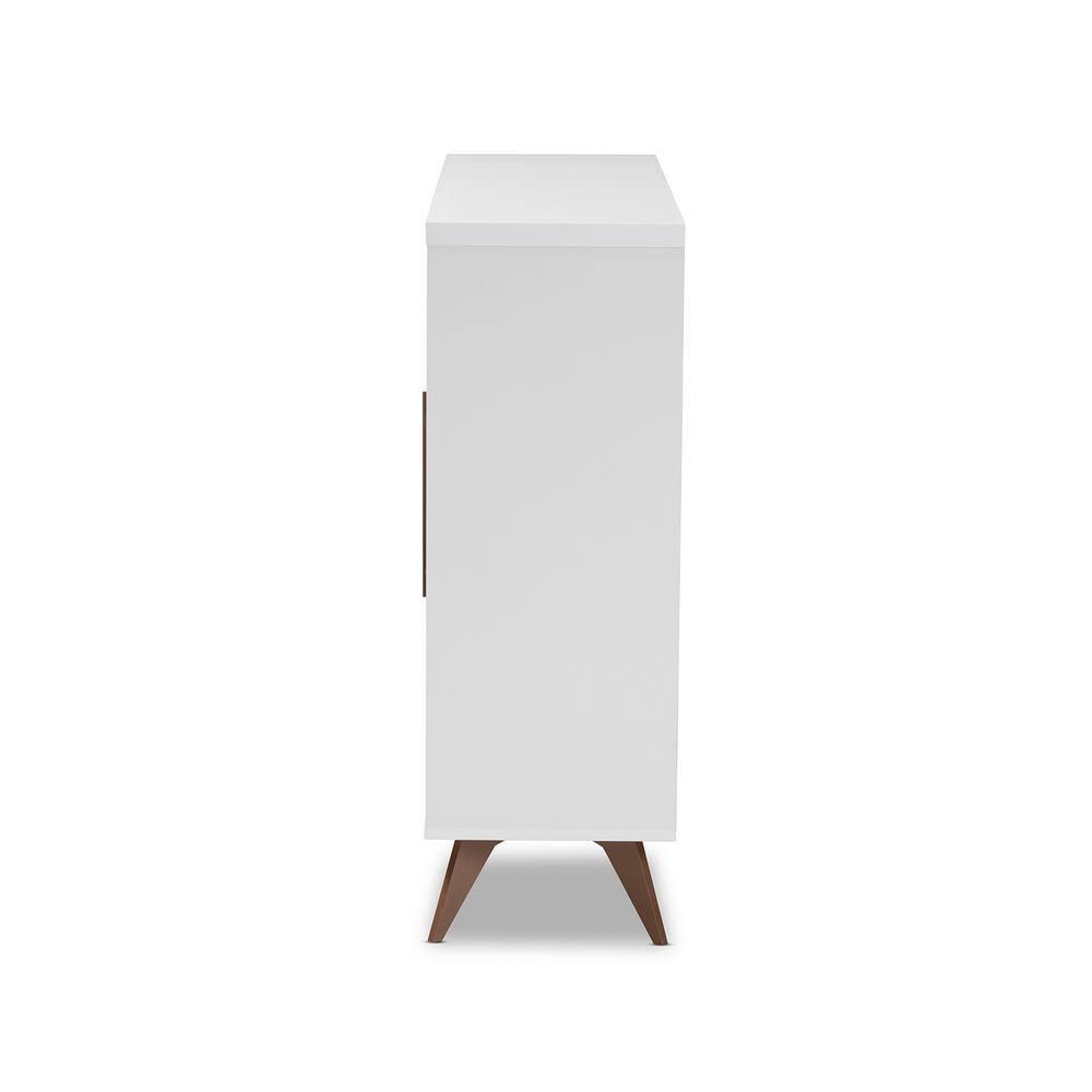 Baxton Studio Pietro Mid-Century Modern White and Brown Finished Wine Cabinet