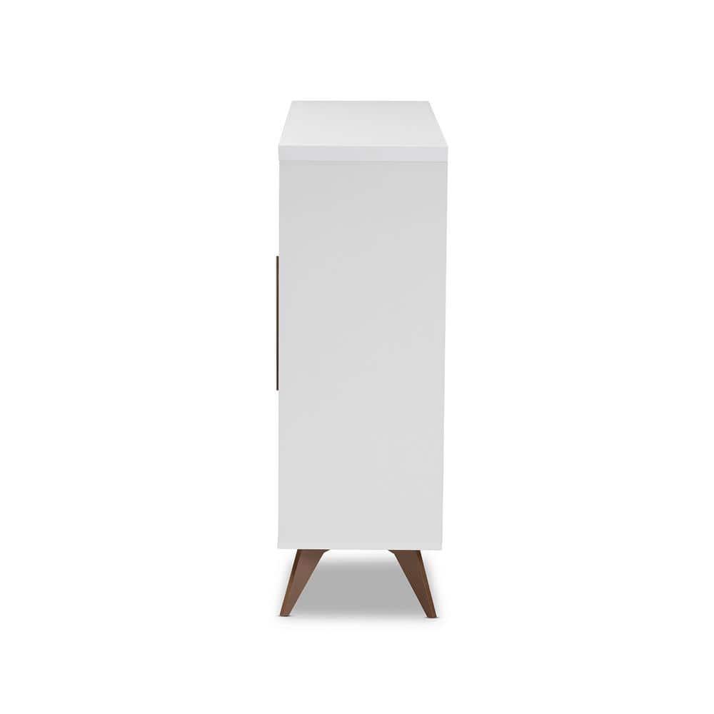 Baxton Studio Pietro Mid-Century Modern White and Brown Finished Wine Cabinet