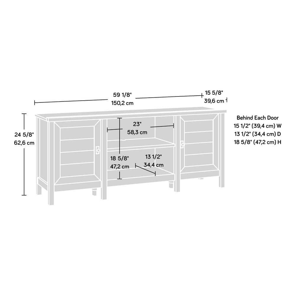 Sauder Cottage Road TV Credenza with Doors for TV's up to 65", Raven Oak Finish