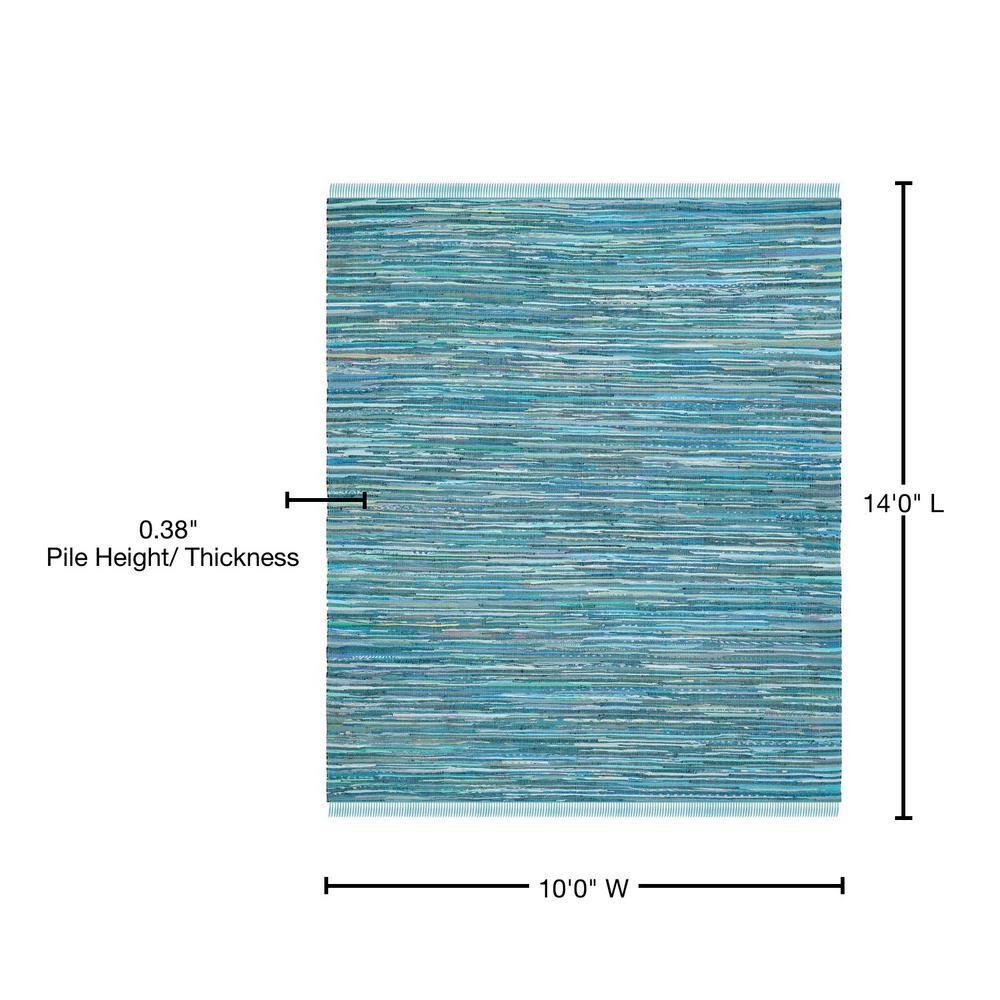 SAFAVIEH Rag Robynne Striped Cotton Area Rug, Blue/Multi, 10' x 14'