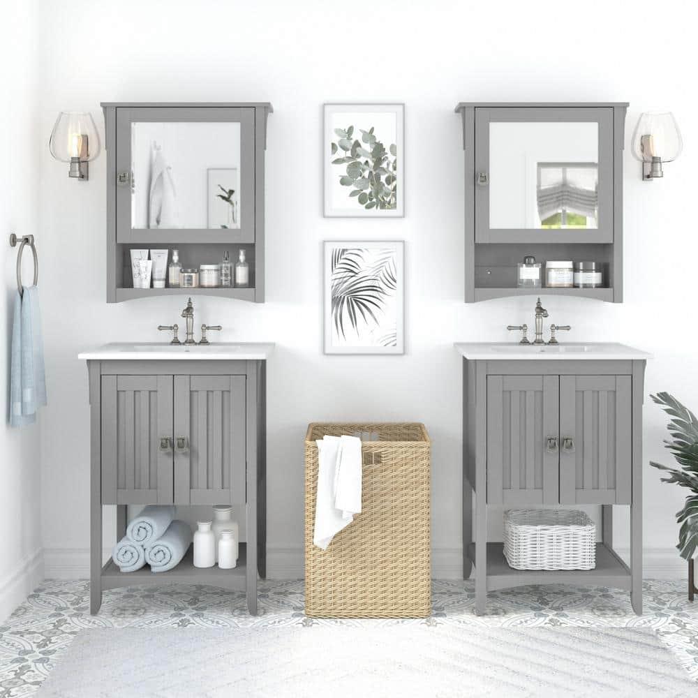 Double Bathroom Vanity with Ceramic Top with Mirror