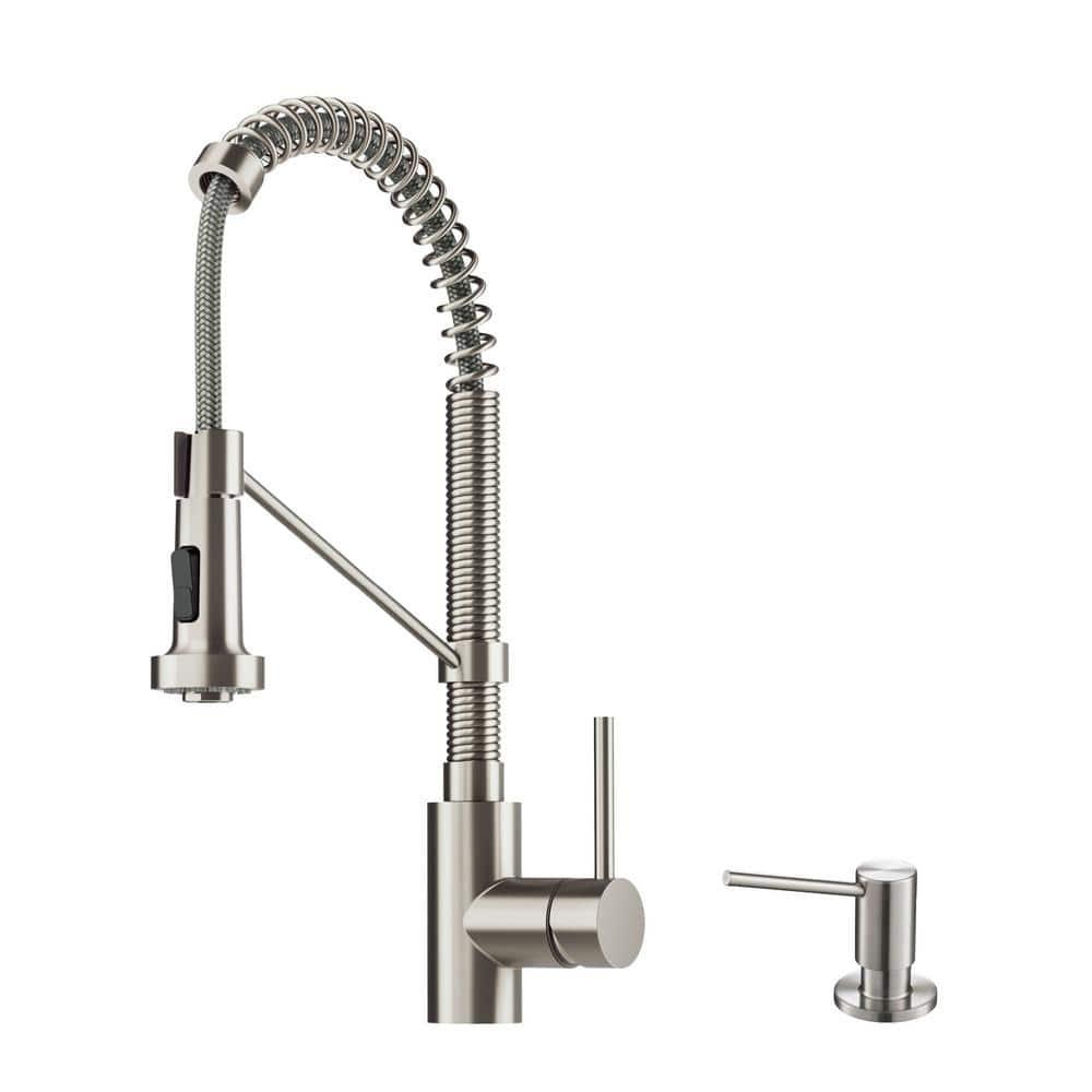 KRAUS Bolden Commercial Style 2-Function Single Handle Pull Down Kitchen Faucet with Soap Dispenser