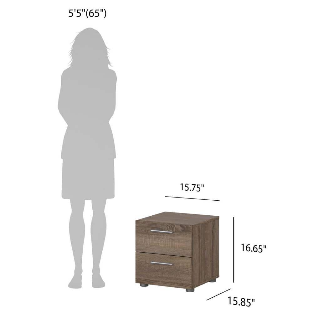 Tvilum,Austin 2 Drawer Nightstand, Truffle Oak