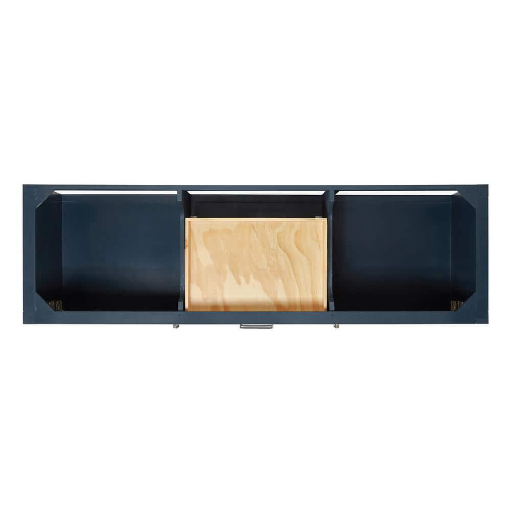 Bay Hill 72.25 in. W x 22 in. D x 36 in. H Double Sink Freestanding Bath Vanity in Midnight Blue with Man-Made Stone Top