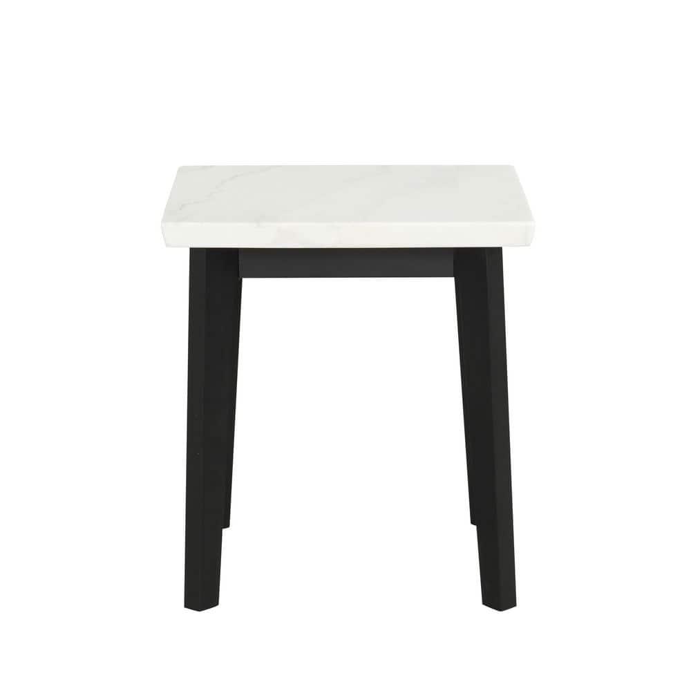 Furniture of America Dorth Marble Top Square Coffee Table, White and Black