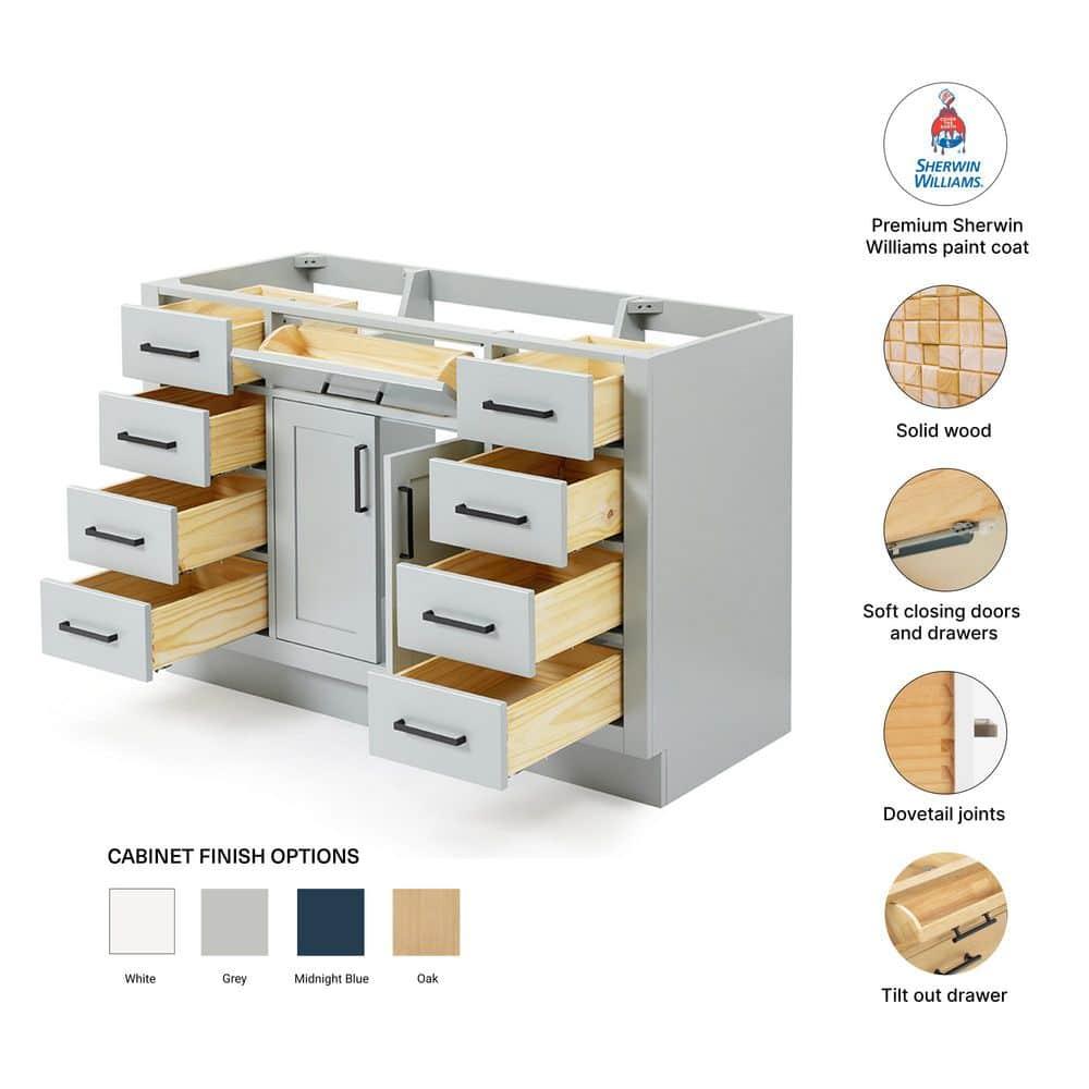 Ariel T048s-Bc Hepburn 48" Single Free Standing Vanity Cabinet Only - Grey
